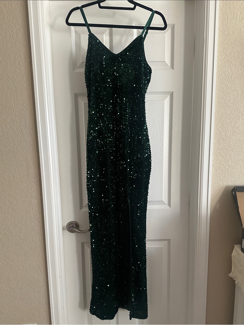 Simple Emerald Green Sequin Maxi Dress